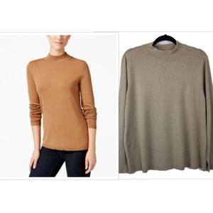 Charter Club Sweater Top Turtleneck Knit Olive Tan